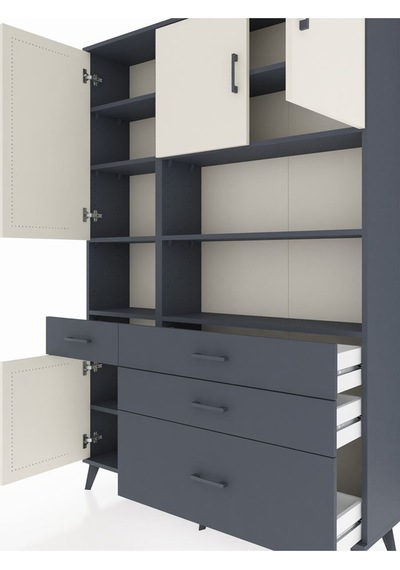 Arges Dolap 9 Raflı 4 Çekmeceli 4 Kapaklı 132x30x195 Antrasit-aytaşı/antrasit Aytası/antrasıt Arges Dolap 9 Raflı 4 Çekmeceli 4 Kapaklı 132x30x195 Antrasit-aytaşı/antrasit Aytası/antrasıt