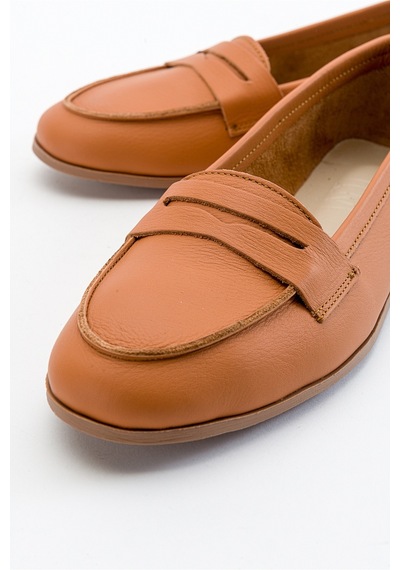 Luvishoes Luvi Shoes F02 Taba Cilt Kadın Babet Taba