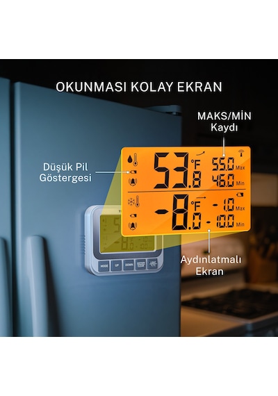 Thermopro Tp210 150m Sensörlü Derin Dondurucu Buzdolabı Max/min Sıcaklık Ölçer Termometre