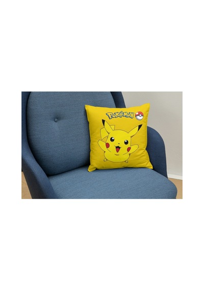 Pikachu Desenli Kare Yastık Kılıfı Sarı