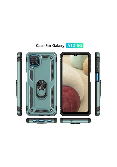 Samsung Galaxy Uyumlu   A22 Kılıf Sofya Yüzüklü Silikon Kapak - Yeşil
