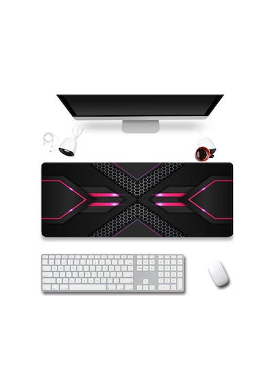 Sonictouch Prizma Kırmızı Petek Desenli Gamer Oyuncu Dikişsiz Sıvı Geçirmez Siyah Klavye Mouse Pad 3 Mousepad