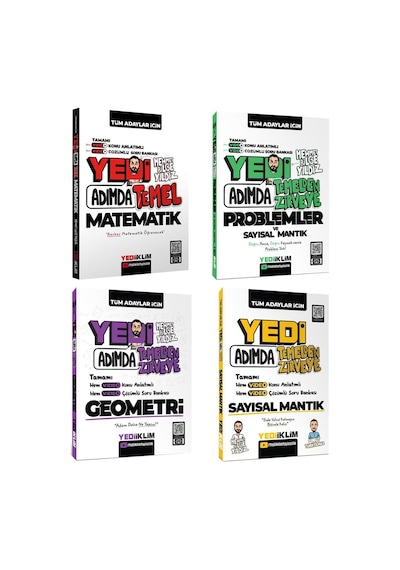 Yediiklim Tüm Adaylar İçin Yedi Adımda Temel Matematik+problemler+geometri+sayısal Mantık Tamamı Video Çözümlü Set