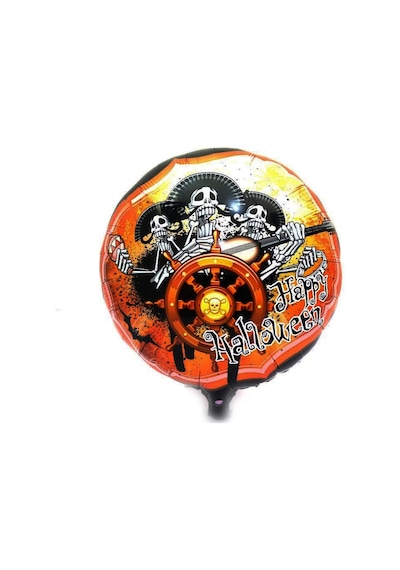 Kuru Kafalı Korsanlar Halloween Şekilli Folyo Balon 45 Cm Turuncu