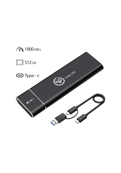 NPO DK02 512 GB 900/1000 MB/S NVMe M.2 USB-A/Type-C Taşınabilir Harici SSD