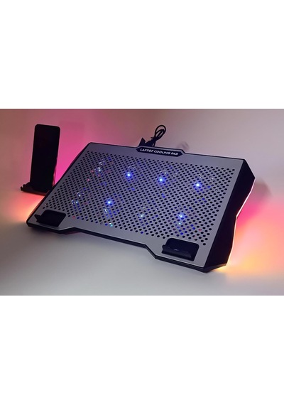 Ga46 Gaming Dizüstü Bilgisayar Soğutucu Laptop Standı 8 Fan Rgb Led Telefon Tutucu Yükseklik Ayarlı