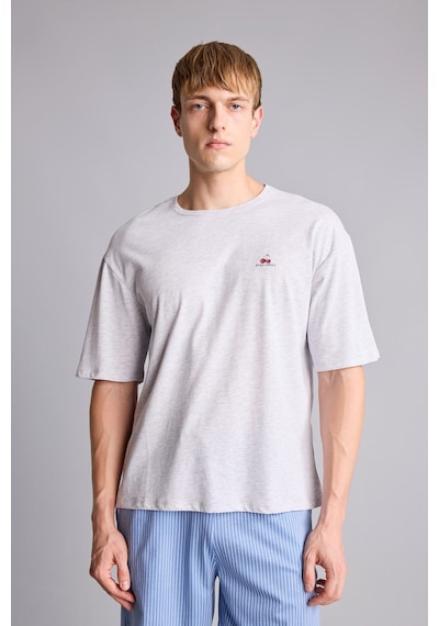 Defacto Boxy Fıt Kısa Kollu 2li Şortlu Pijama Takımı I0666ax26hsgr100 Gri-gr100