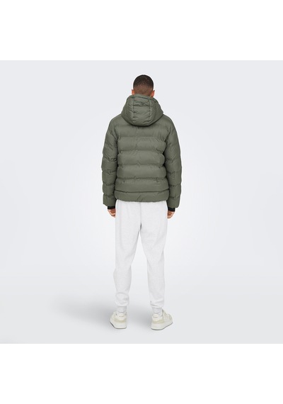 Only & Sons Only&sons Union Seamless Life Puffer Erkek Gri Kapüşonlu Mont Gri-1