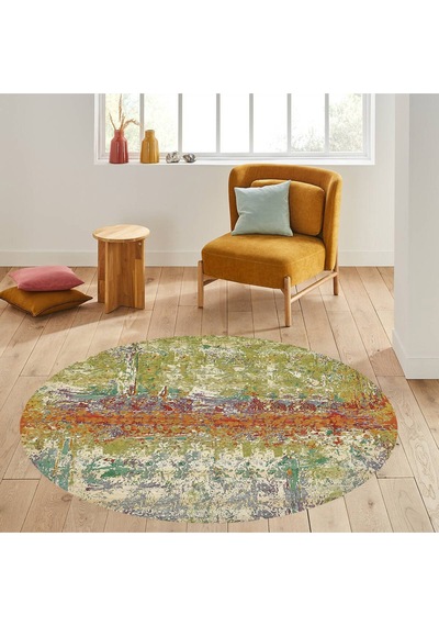 Rovigo Home Dijital Baskı Yıkanabilir Kaymaz Taban Yuvarlak Halı RVG7177 Çok Renkli