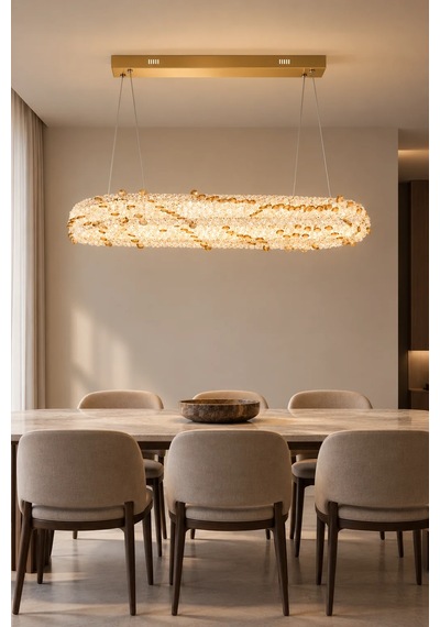Modern Premıum Sarkıt Avize 3 Renk Led Gold Kasalı Lüks Yemek Masası Salon Avizesi 120w Beyaz
