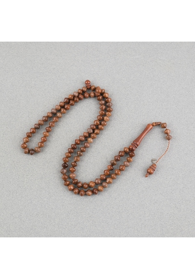 Kuka Orijinal Doğal Lapisdo İmzalı İstanbul Kesim 6x7mm Namaz Tesbihi Kahverengi