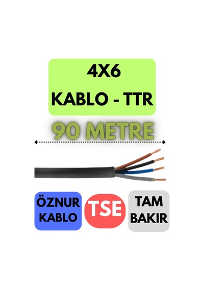 Öznur 4x6 Ttr Kablo Metre Seçenekli Siyah - 90 Metre