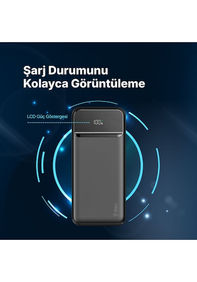 Ttec 2BB268S Recharger LCD 20.000 mAh PD 20W Taşınabilir Hızlı Şarj Aleti/Powerbank