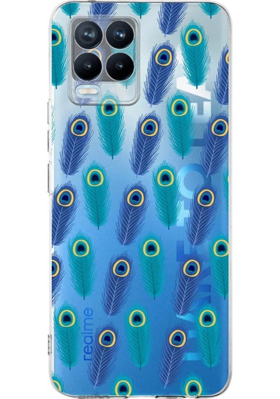 Realme 8 Pro İle Uyumlu 1mm Slim Fit Nazar Boncuğu 4 Baskılı Şeffaf Kılıf