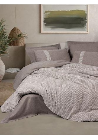 Ribbed Linje Kahve Çk Nevresim Takımı Kahve