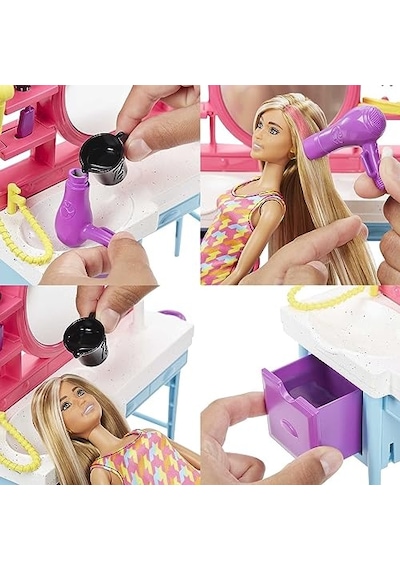 Muhteşem Kuaför Oyun Seti Renk Değiştiren Saç Özellikli Barbie Muhteşem Kuaför Oyun Seti Hkv00
