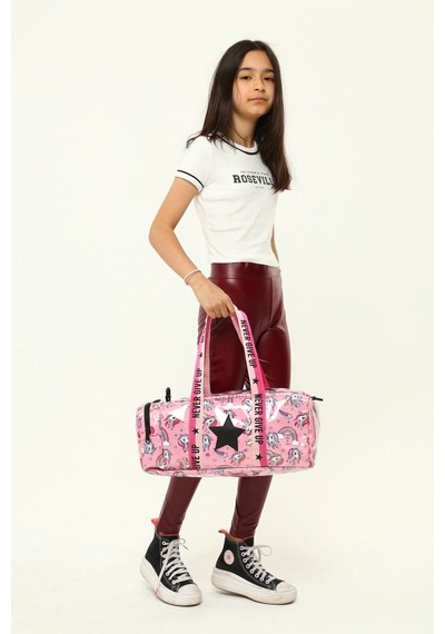 İcone Bag Çocuk Yıldız Logolu Spor Çanta, Çocuk Spor Çanta, Fermuarlı Detaylı Çocuk Spor Çanta FUŞYA - PEMBE