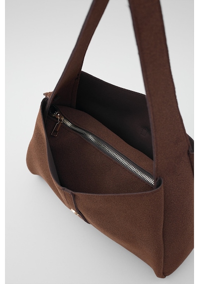 Shule Bags Allure Süet Omuz Çantası Acı Kahve Haki - Kahverengi