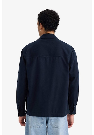 Defacto Boxy Fit Polo Yaka Twill Uzun Kollu Gömlek F7124ax25aunv64 Lacivert-nv64