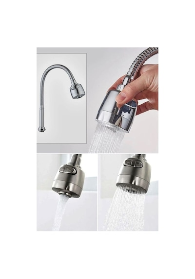 Oynar Baslıklı Spiralli Mutfak Lavabo Başlığı Tazyikli Su Tasarruflu Krom Kubar