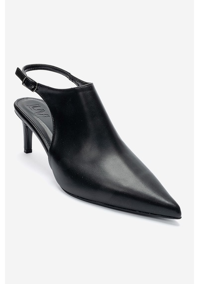 Luvishoes Rosalıe Siyah Cilt Sivri Burunlu Kadın Topuklu Ayakkabı