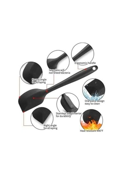 Isıya Dayanıklı Silikon Spatula Seti, 6 Parça, Siyah 0