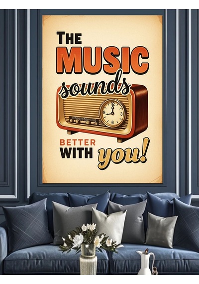 Müzik Ruhu Seninle Slogan Dekoratif Kanvas - Mdf Ahşap Tablo