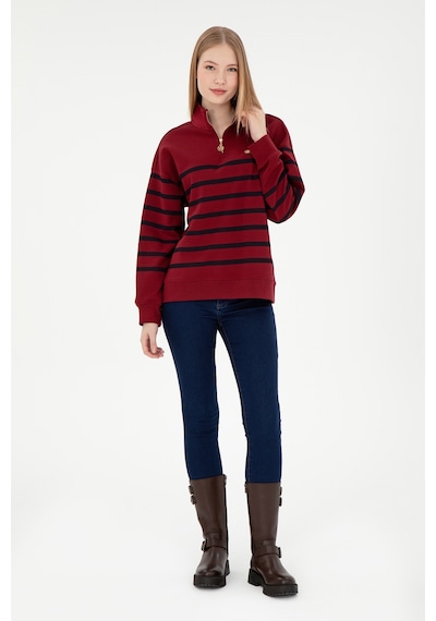U.S. Polo Assn. Kadın Bordo Fermuarlı Dik Yaka Sweathirt 50298989-VR014