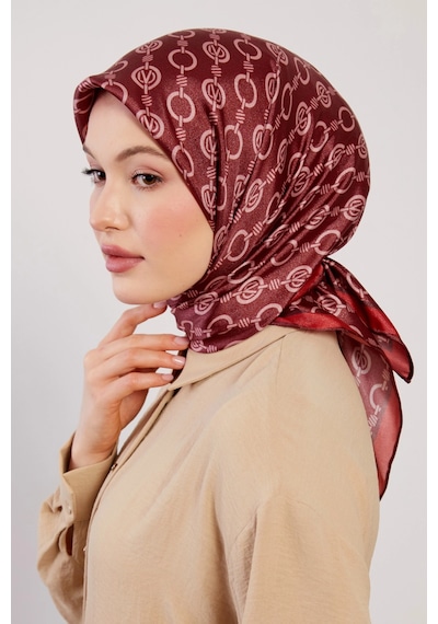 Levidor Kristal Eşarp Zincir Desen Bordo Bordo