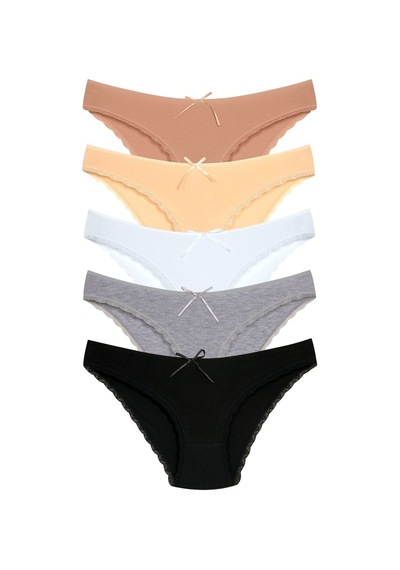 New Lilla 1101 Bikini Kadın T. Dantelli Külot Paketi Çok Renkli