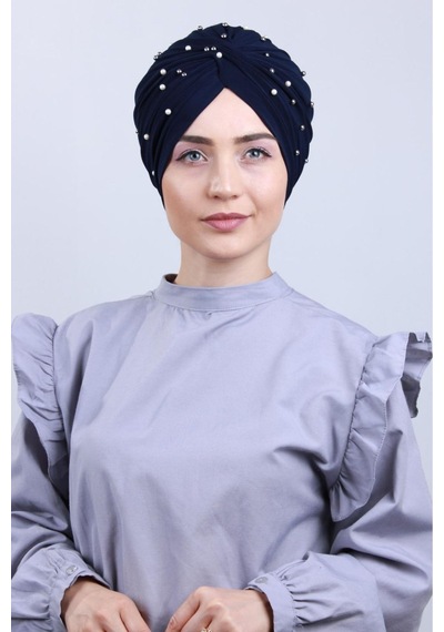 Melodi Scarf Kadın Tesettür İncili Taşlı Vera Dış Bone Lacivert Lacivert Melodi Scarf Kadın Tesettür İncili Taşlı Vera Dış Bone Lacivert Lacivert