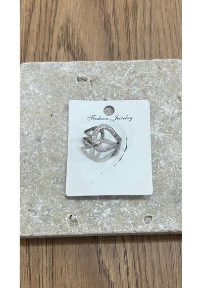 Taşlı Geçmeli Silver Kıkırdak Küpe Çok Renkli