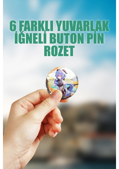 Ganyu Genshin İmpact Çanta Süsü Rozet İğneli Buton Rozet Seti 6 Adet Çok Renkli