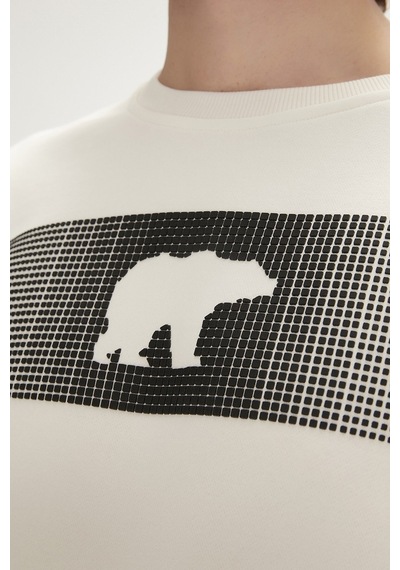 Bad Bear Fancy Crewneck Off-white Beyaz 3d Baskılı Erkek Sweatshirt Kırık Beyaz