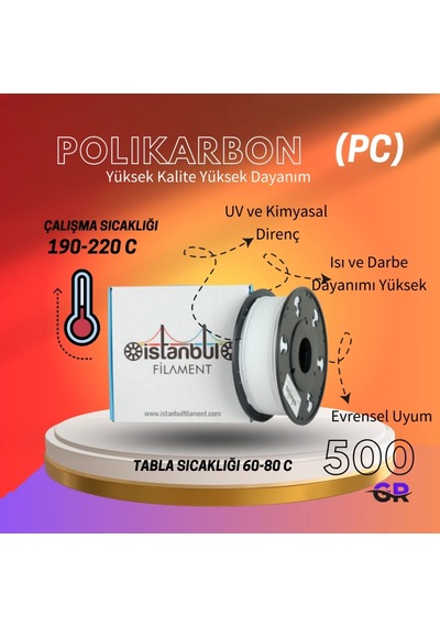 İstanbul Polikarbon Pc Filament 1.75 Mm 500 Gr