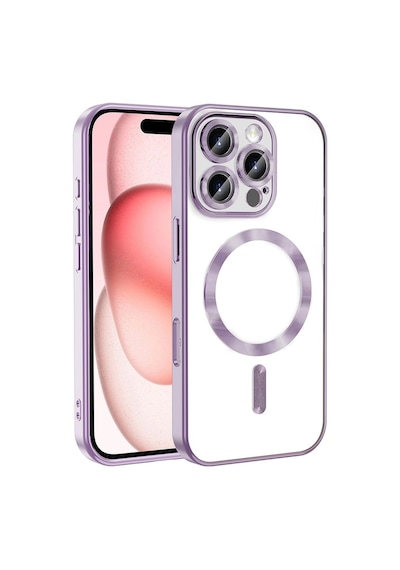Apple  Uyumlu  iPhone 16 Pro Max Kılıf Kamera Korumalı M-safe Wireless Şarj Özellikli Zore Demre Kapak Lila