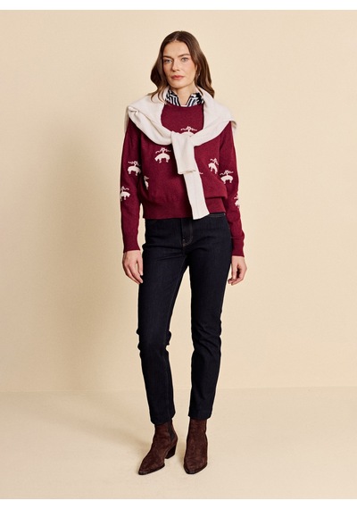 Brooks Brothers Bordo Kadın Bisiklet Yaka Desenli Kazak Bbfw26fkl032
