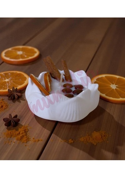 Mumelia Kahve Aroması - Doğal Soya Taştozu Lotus Kase Tasarım Mum .