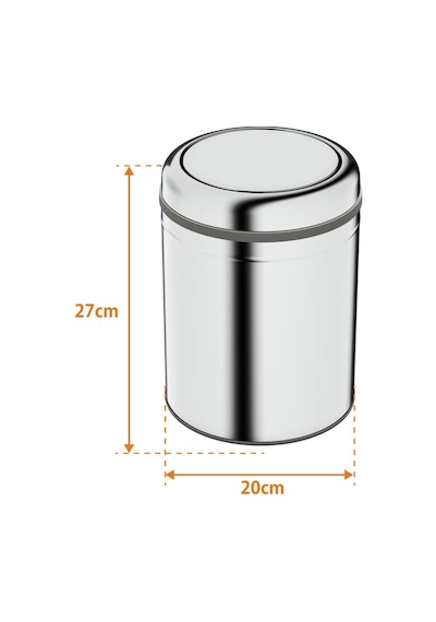 Aquabagno Aqua Bagno Basic Çöp Kovası - Sallanır Kapaklı 5 L, Parlak Krom Paslanmaz-35.99.57.04.01 Krom