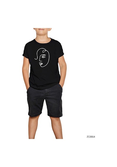 Zepplin Giyim Yüz Artwork Siyah Çocuk Tişört