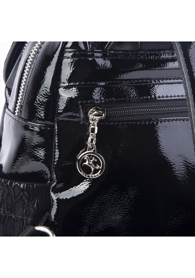 Nas Bag Kadın Sırt Çantası Çift Gözlü Spor Çanta 23x26x14 Cm Siyah Gümüş Krsk Rugan Çok Renkli
