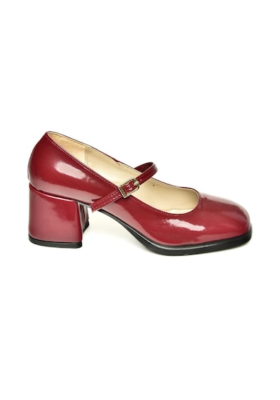 Fox Shoes U518422008 Bordo Rugan Kalın Topuklu Kadın Ayakkabı Bordo