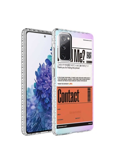 Galaxy S20 Fe Kılıf Airbag Kenarlı Renkli Desenli Silikon Zore Elegans Kapak NO6