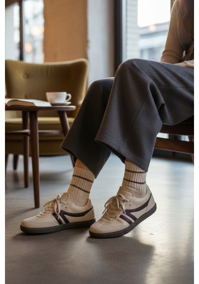 Bej Ortopedik Günlük Kadın Sneaker Ayakkabı-254 Bej