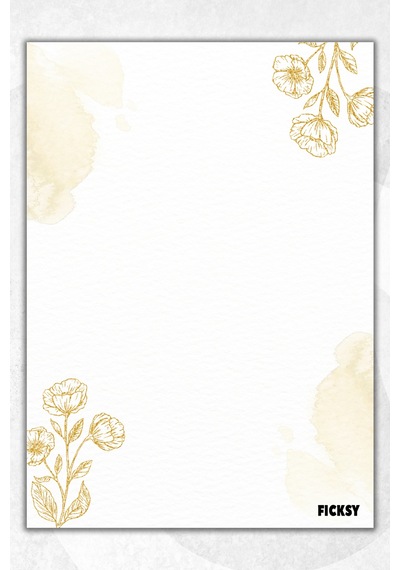 A5 Çiçek Bloknot Çizgisiz Defter - 50 Yaprak - Memopad - Notepad - Not Defteri - Not Kağıdı Altın Altın
