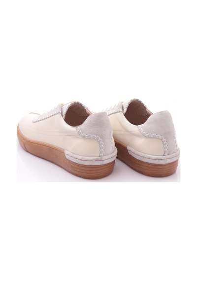 Dgn 34610 Kadın Bağcikli Sneaker Ayakkabi Kırık Beyaz Süet
