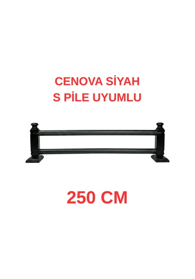 Cenova S Pile Ve Perde Düğmesi Uyumlu Çetray Çift Raylı Modern Ahşap Rustik Siyah 250 Cm Siyah
