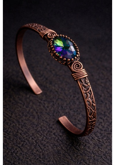 Kadın Bakır Küpe Bileklik Kolye Takım Seti Doğal Mistik Topaz Taşlı Oval Model Set Diğer