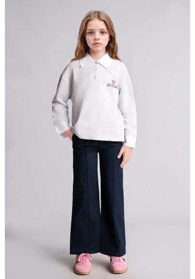 Defacto Wide Leg Düz Paça Cepli Gabardin Pantolon Kız Çocuk H9665a826aunv253 Lacivert-nv253