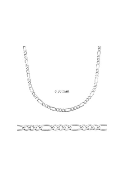 6.30 mm Gümüş Figaro Zincir - 180 mikron